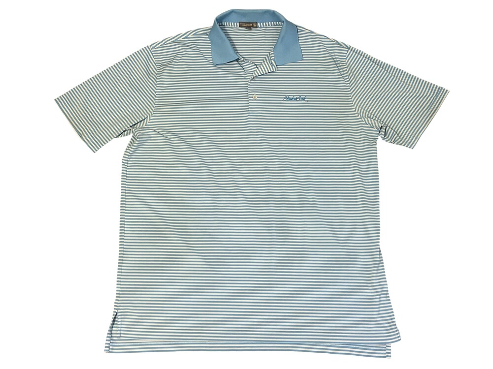 Peter Millar Polo Shirt Mens XL Blue Striped Summer Comfort Shadow Creek Golf